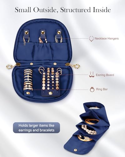 FINTIE Travel Jewelry Case, Small Velvet Jewelry Bag, Organizer Pouch - color: Teal Blue