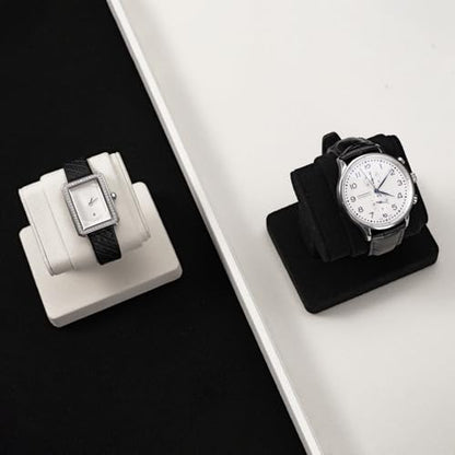 Single Watch Display Stand with Premium Linen Lining Watch Holder - color: White