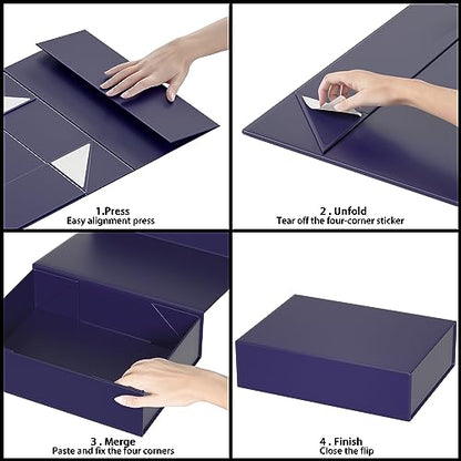 Blue Gift Box 11.9" x 8.5" x 3.3",Magnetic Closure Gift Boxes for Presents - color: Dark Blue