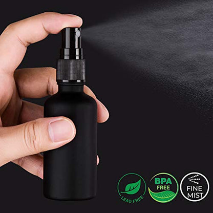 2oz Frosted Black Glass Spray Bottles for Essential Oils, Set of 3 - color: Frosted Black