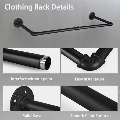 AddGrace Industrial Pipe Clothing Garment Rack Black 34.5 Inch 1 Pack - color: Black