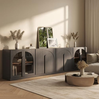 BELLEZE Bijou 4-Piece Modular Sideboard Buffet Cabinet - Ebony - color: Bijou Ebony Aabb