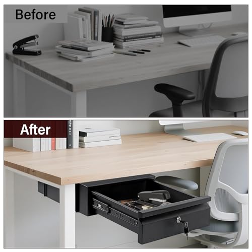 Under Desk Drawer 15.7" x 11.8" x 4.3" with Lock & Keys