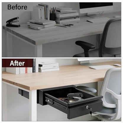 Under Desk Drawer 15.7" x 11.8" x 4.3" with Lock & Keys