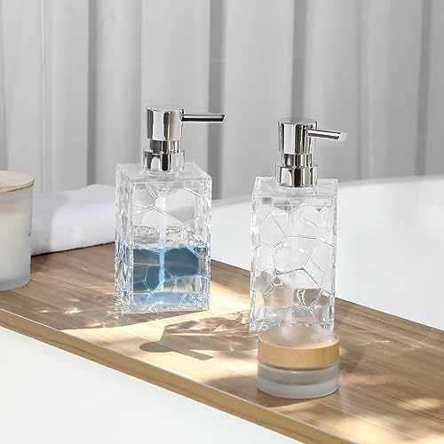 Clear Acrylic Pump Bottle Refillable Lotion Soap Dispenser 10oz 2 Pack - color: Clear, size: 2 Pack