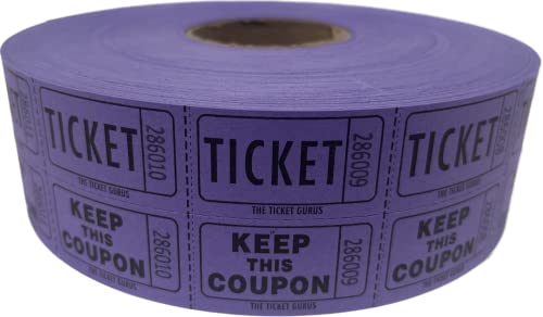 Ticket Guru-Raffle Tickets - (4 Rolls of 2000 Double Tickets) 8,000 Total 50/50 Raffle Tickets (4) Random Colors