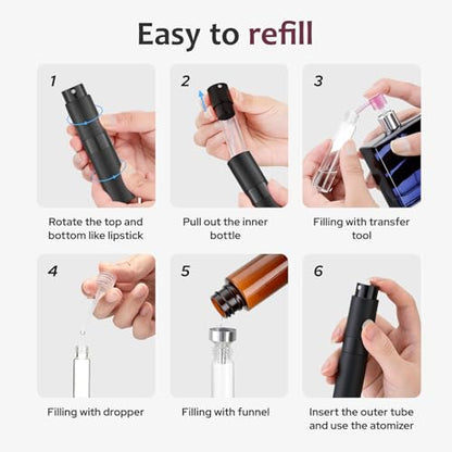 LISAPACK 8ml Travel Perfume Bottle Refillable, 3 PCS Cologne Atomizer Spray - color: 3 Black