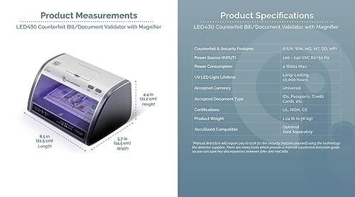 AccuBANKER LED430 Cash and Card Counterfeit Detector, 6 Point - style: Base Unit