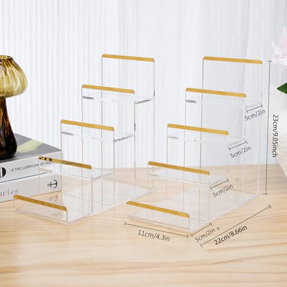 Purse Display Stands, 2 Pack 4-Tier Acrylic Wallet Holder Risers Stand, 2-Inch Spacing Clear Clutch Rack Handbag Display Shelf, 4MM Thick Counter Wallet Organizer for Figure Sunglasses Retail Vendor - size: 4 Tier（2pack）