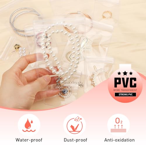 17Dec 100 Zippered Plastic Jewelry Bags,Small(2.36"x3.15"),Thicker PVC Anti-Tarnish Jewelry Bags Clear Plastic for Gold,Silver,Collectibles,Jewelry Packaging for Business,Travel,Organizing