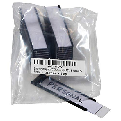 SmartSign Magnetic 'C' Channel Label Holders for Metal Racks and Shelves | 0.75" x 3" Pack of 25 - size: 0.75" x 3"