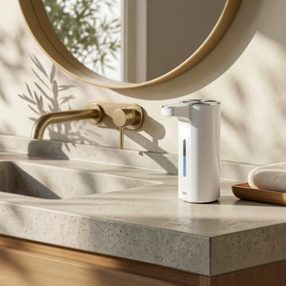 EKO Aroma Pro 13.5 fl oz Touchless Automatic Liquid Soap Dispenser, Rechargeable Electric Hand & Dish Soap Dispenser for Bathroom and Kitchen, IPX7 Waterproof, Adjustable Volume Control (White) - color: White, size: 13.5 oz