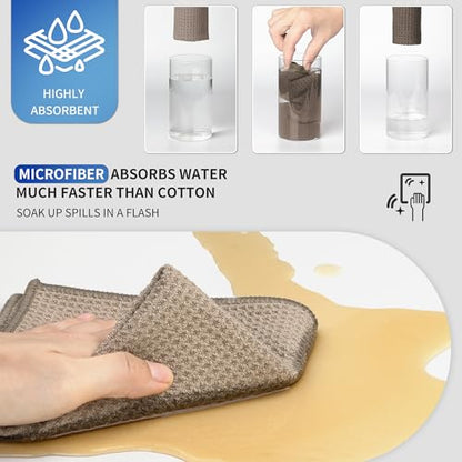 MR.SIGA Waffle Pattern Microfiber Cleaning Cloths, 6 Pack, Sandy Brown - color: Sandy Brown