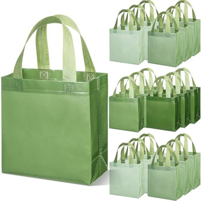 Sweetude 16 Pcs Sage Green Gift Bags, Reusable Non Woven Tote with Handles - color: Sage Green