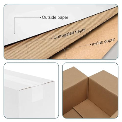 Calenzana 12x4x3 Shipping Boxes Set of 25, White Corrugated Cardboard Box for Mailing Packing Gifts Small Business - size: 12x4x3, style: 25 Pack
