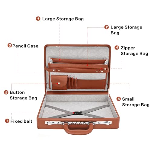 LOCKCURX Briefcases for Men, Anti-Theft Longwave Lock, 16 Inch Laptop - color: Brown, size: Longwave Lock