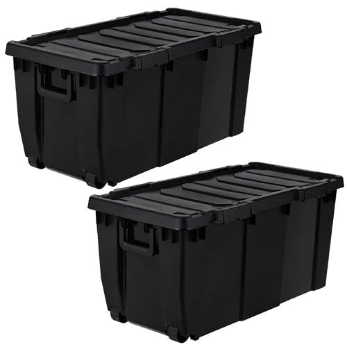 IRIS USA 2-Pack 32 Gal Heavy Duty Rolling Storage Totes with lids, Black - color: Black, size: 32 Gal - 2 Pack