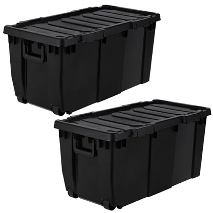 IRIS USA 2-Pack 32 Gal Heavy Duty Rolling Storage Totes with lids, Black - color: Black, size: 32 Gal - 2 Pack