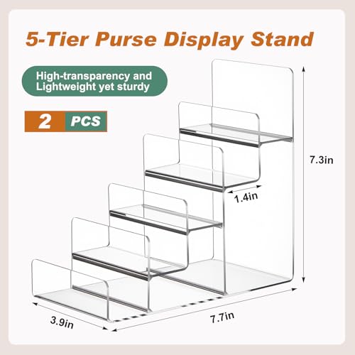Kathfly 2 Pack 8-tier Acrylic Display Stand for Purses & Wallets - size: 5-tier
