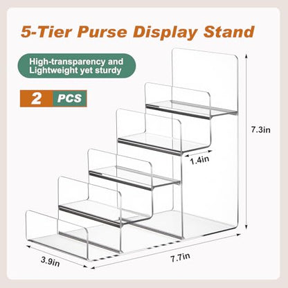 Kathfly 2 Pack 8-tier Acrylic Display Stand for Purses & Wallets - size: 5-tier