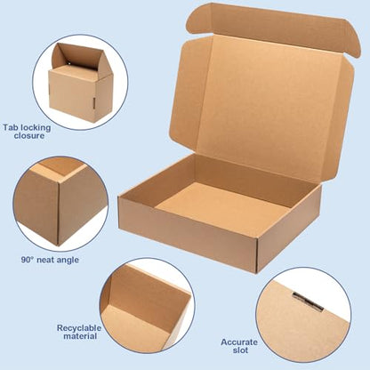 Wowxyz Brown Shipping Boxes 13x10x2" 25 Pack - Corrugated Cardboard Box Mailers for Small Business, Kraft Medium Literature Mailer Packaging Supplies Brown - size: 13x10x2"