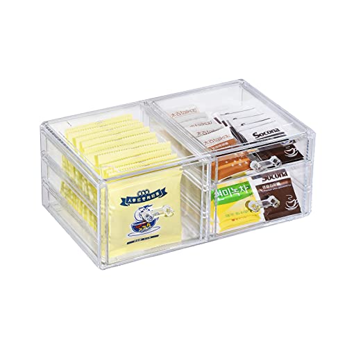 Cq acrylic 1 Pack Clear Stackable Storage Drawers for Vanity,Stackable 3 Drawers Desktop Organizer With Drawers,Cute Desk Storage for Office,Jewelry,Hair Clip,Beauty,Skincare and Make Up Organizers - size: 1 Small Drawer, 1 Medium Drawer, 1 Height Drawer