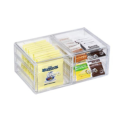 Cq acrylic 1 Pack Clear Stackable Storage Drawers for Vanity,Stackable 3 Drawers Desktop Organizer With Drawers,Cute Desk Storage for Office,Jewelry,Hair Clip,Beauty,Skincare and Make Up Organizers - size: 1 Small Drawer, 1 Medium Drawer, 1 Height Drawer