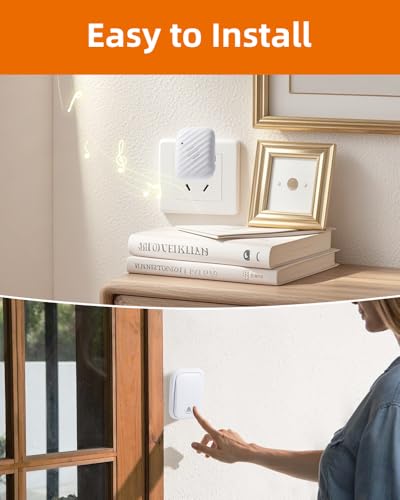 Wireless Doorbell, Battery Free Door Chime, 600ft, 38 Chimes, IP68