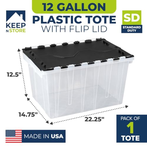 12 Gallon Clear Storage Tote with Flip Lid, Standard Duty, Pack of 1 - style: Pack of 1