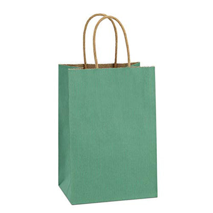 BagDream Small Gift Bags with Handles 5.25x3x8 Inch Sage Green 100 Pcs Bulk - color: Green