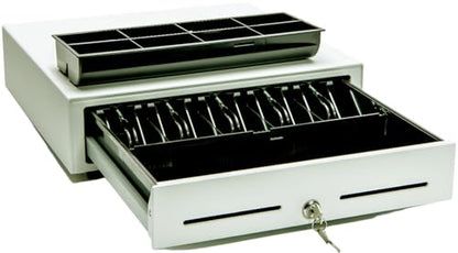 Star Micronics CD3-1616 5 Bill / 8 Coin Value Series Cash Drawer with 2 Media Slots and Included Cable (16" x 16") - White - color: White