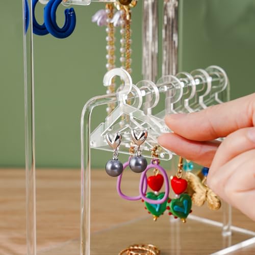 NiHome 2-Tier Earring Holder Organizer, 48 Pairs Acrylic Display, Clear - color: Clear, size: Without Tray