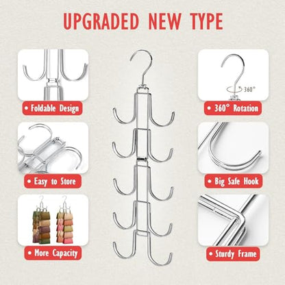 Purse Organizer for Closet: Upgraded Purse Hanger with 10 Big Hooks - style: Silver01