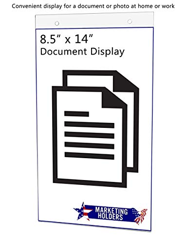 6 Pack Wall Sign Holder 8.5" x 14" with 2 Predrilled Holes and Hanging Hardware for Achievement Certificates and Awards in Businesses and Government Offices Clear Acrylic by Marketing Holders - size: 8.5"W x 14"H