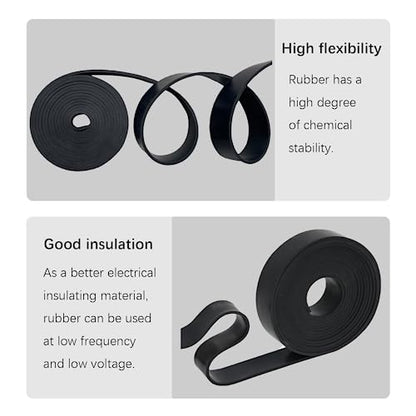 Solid Rubber Strip Roll 1/8 (.125)" Thick X 1" Wide X 10'Long - size: 1"X10'X1/8, style: No Adhesive