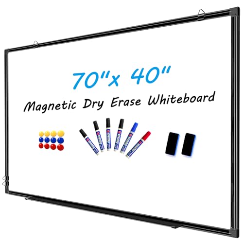 H-Qprobd 70"x40" White Board for Wall Large Magnetic Dry Erase Board with Black Aluminum Frame, Presentation Whiteboard Suitable for Home, Office, Classroom & Kitchen - size: 70"W x 40"H
