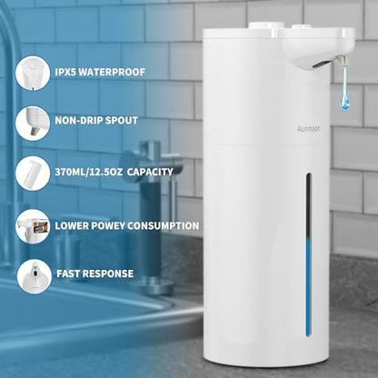 Aunmaon Automatic Soap Dispenser Touchless, Modern, Kitchen & Bathroom, Hands-Free, Adjustable Volume, Long Battery Life, Compatible with Thick & Thin Soap, Easy for Toddlers, Clog-Free, White - color: Pearlescent White