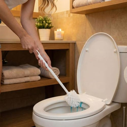 12 Pcs 17.3 Inch White Toilet Brush Bulk with Hook Hole Long Handle Toilet Bowl Cleaner Scrubber for Bathroom Household Cleaning Supplies Christmas Home Gifts - color: White