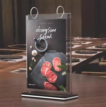 A5 T-shaped multi-page flip acrylic sign holder, menu / photo / advertising / drink display stand