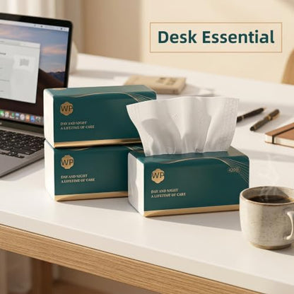 Daisy 4 Ply Soft Tissues - No Fluorescent Agent, Native Wood Pulp Production - 420 Sheets per Box, Suitable for Home, Office and School Use (6 Packs, 2520 Sheets)