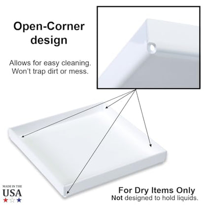 White Acrylic Organizer Tray, 8 x 8 Low-Profile Display & Vanity Tray – BPA-Free, Bathroom, Desk, Decor & Serving (Dry Use Only) - Made in USA - size: 8" x 8" x 1"