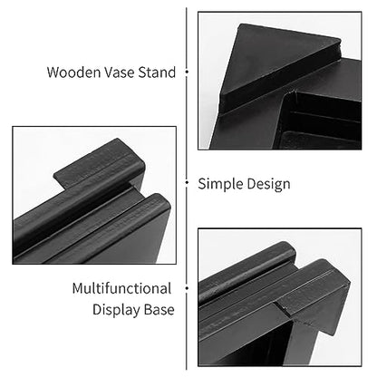 MDEOOSKY Wooden Display Stand Square Wood Display Base Display Risers Square Vase Riser Teapot Aquarium Lamp Base Home Decoration 7.9" W x 7.9" D x 1.7" H (Black)