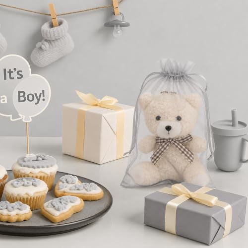 ANZNKU 4x6 Inch Organza Bags 50Pcs, Gray Party Favor Gift Pouches - color: Gray