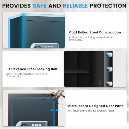 [19.7" Tall] Safe Box, 3.5 Cuft Home Safes with Fireproof Waterproof Bag - size: 3.5 Cuft