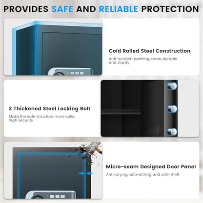 [19.7" Tall] Safe Box, 3.5 Cuft Home Safes with Fireproof Waterproof Bag - size: 3.5 Cuft