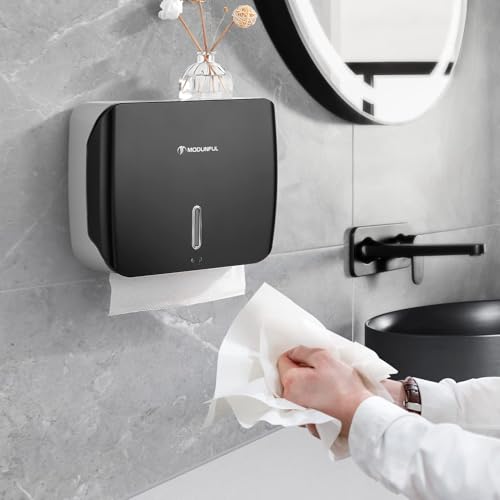 modunful Folded Paper Towel Dispenser Wall Mount - No Drill Matte Black - color: D-13 Black
