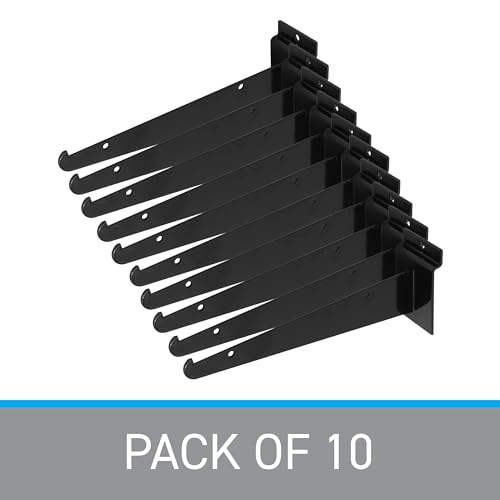 SSWBasics 8 inch Black Shelf Bracket for Slatwall - Pack of 10