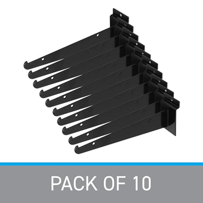 SSWBasics 8 inch Black Shelf Bracket for Slatwall - Pack of 10