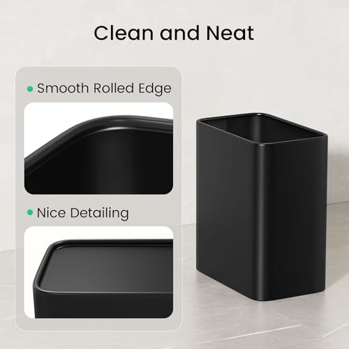 Cesun Small Bathroom Trash Can, 2.1 Gallons, Under Sink Wastebasket, Black - color: Black