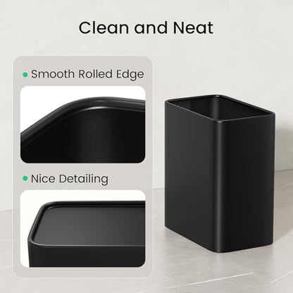 Cesun Small Bathroom Trash Can, 2.1 Gallons, Under Sink Wastebasket, Black - color: Black